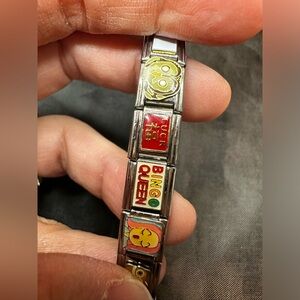 Bingo Queen Cat Lucky Italian Charm Bracelet - Colorful Enamel Links